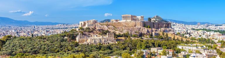 Panoramafoto van de stad Athene met in het midden de Akropolis van Athene | Transport Griekenland | Seacon Logistics